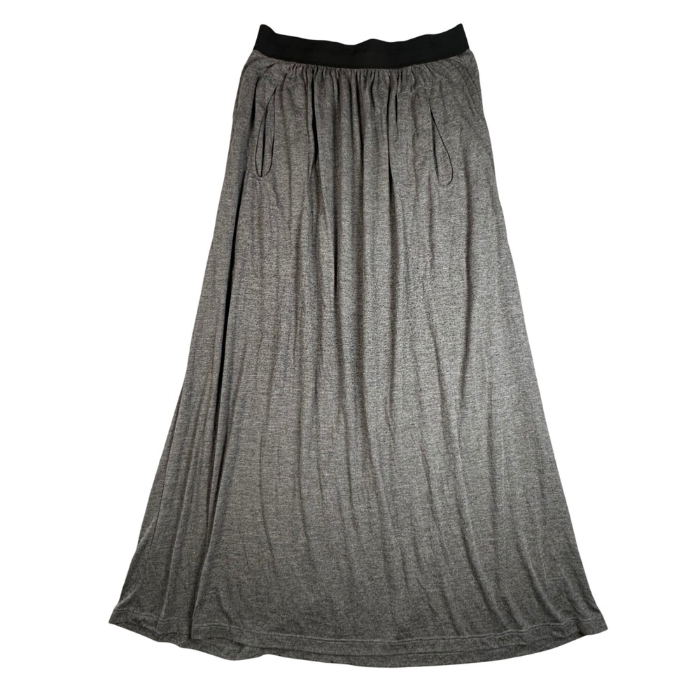 Peruvian Connection Modal Maxi Skirt Women Large Gray Knit Pockets Elastic Waist